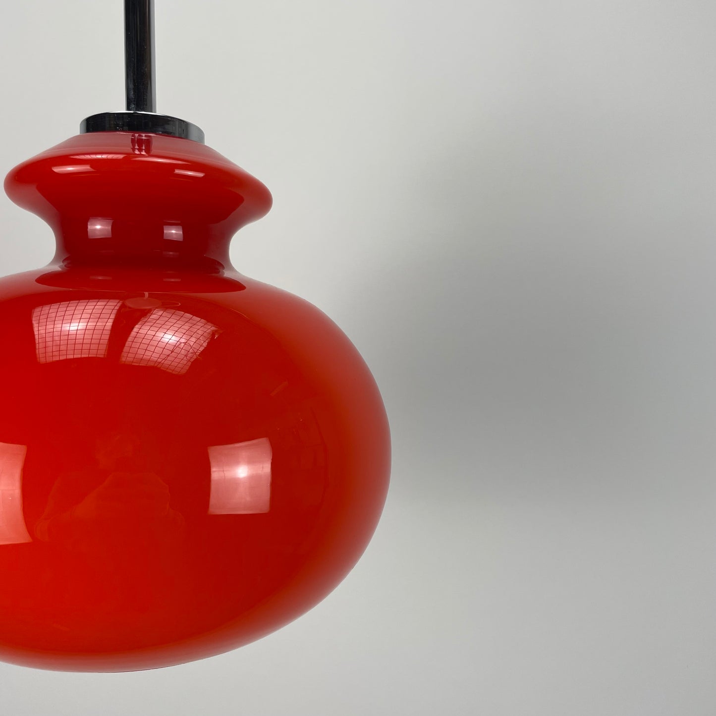 Red glass pendant light by Peill and Putzler 1960