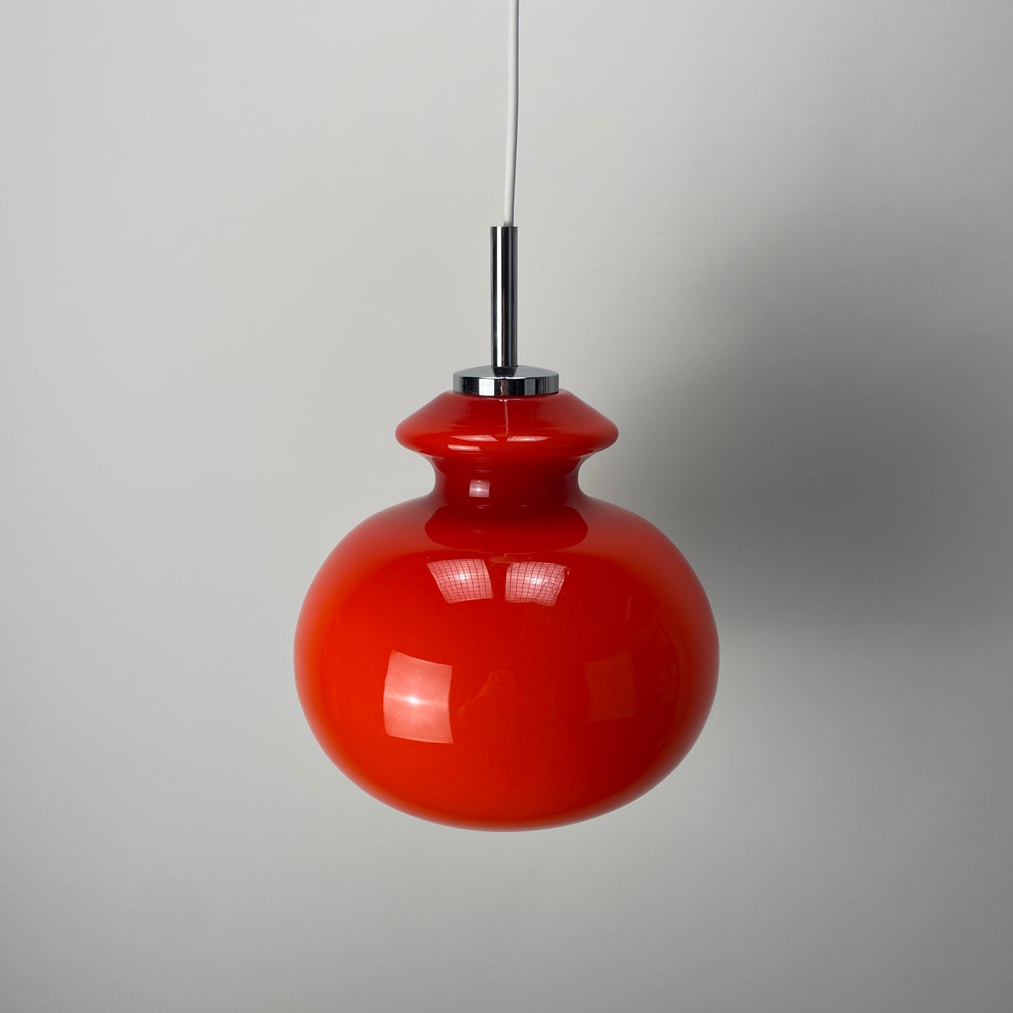 Red glass pendant light by Peill and Putzler 1960