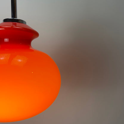 Red glass pendant light by Peill and Putzler 1960