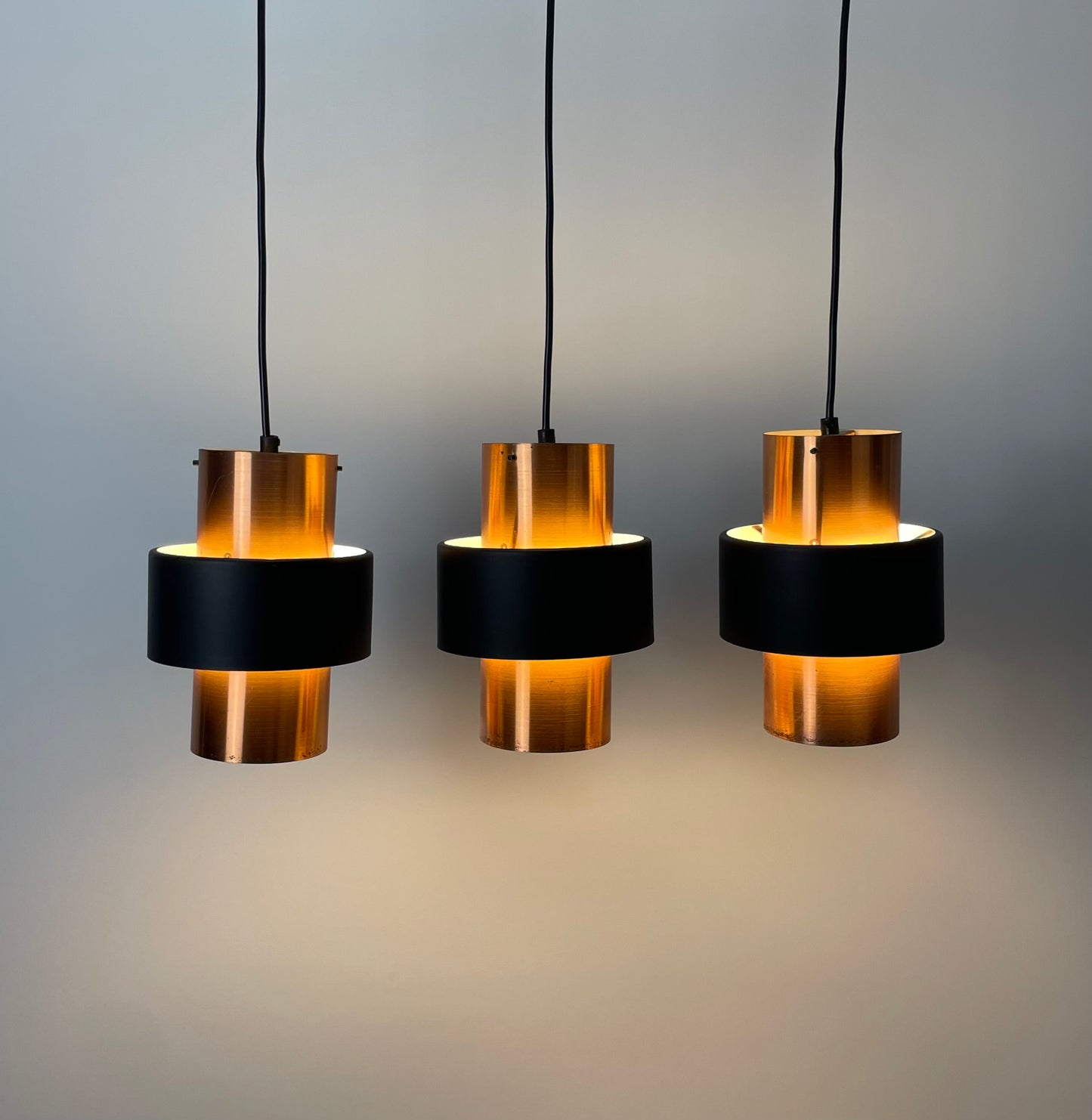 Set of three pendant lights made by VEB Metalldrücker Halle Germany 1970