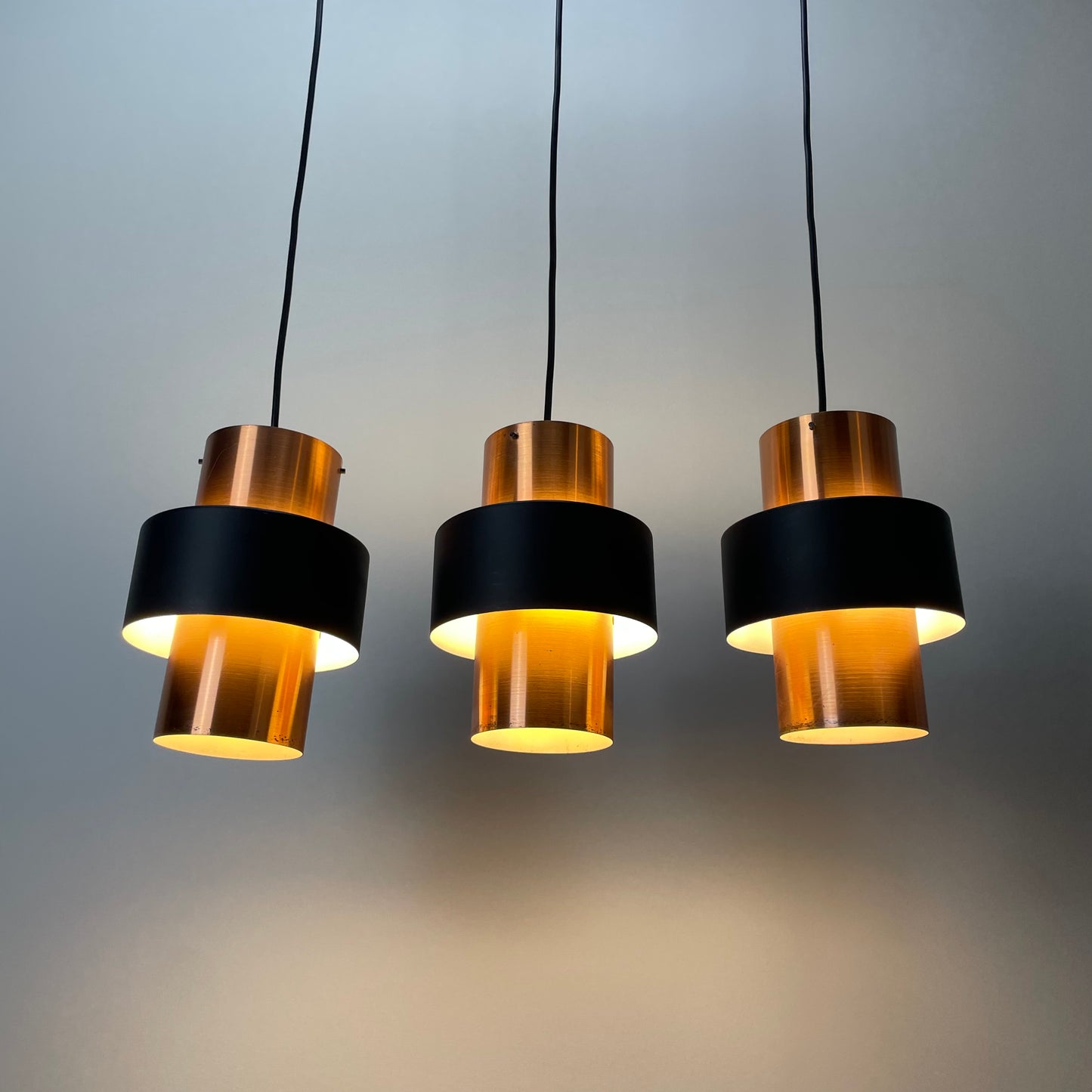 Set of three pendant lights made by VEB Metalldrücker Halle Germany 1970