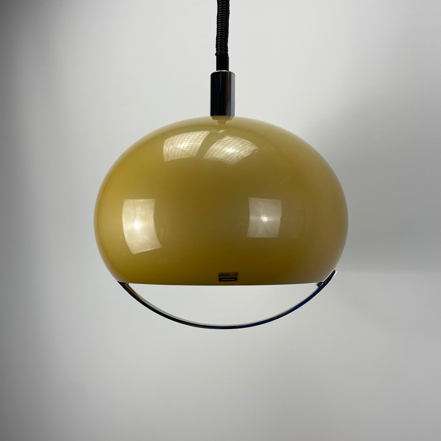 Yellow space age plexiglass pendant light by STARLUX 1970