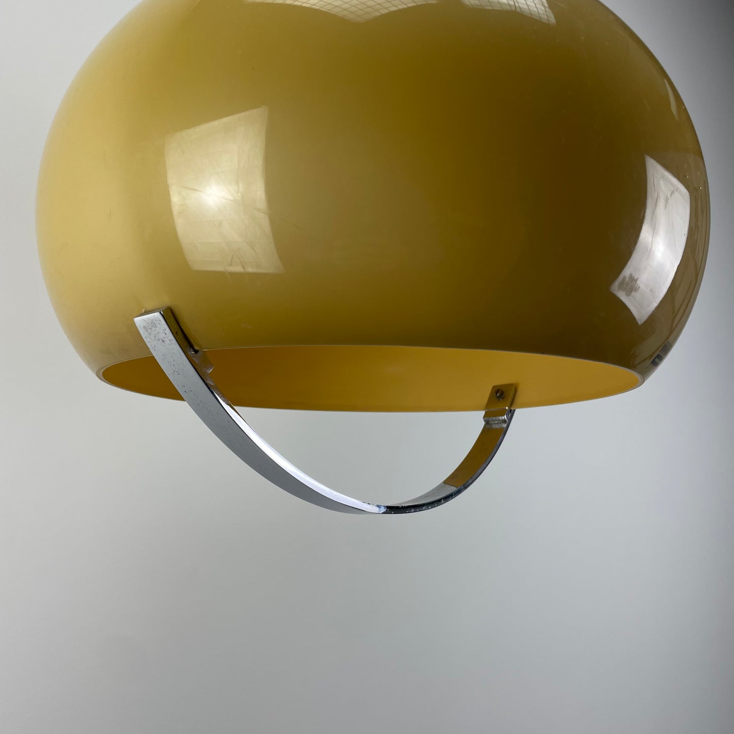 Yellow space age plexiglass pendant light by STARLUX 1970