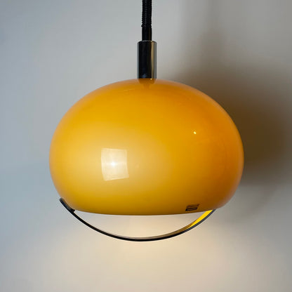 Yellow space age plexiglass pendant light by STARLUX 1970