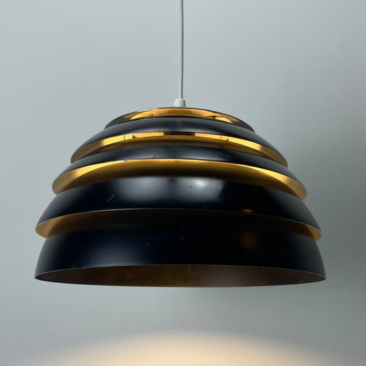 Lamingo T 352 pendant, Hans-Agne Jakobsson, AB Markaryd, rare black/white pendant, mid-century Scandinavian lighting.