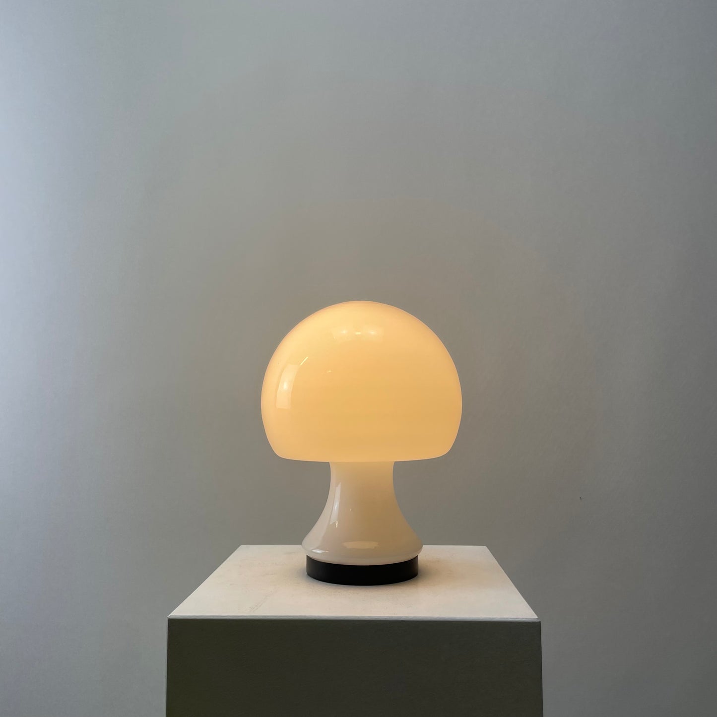 White glass mushroom table light 1960