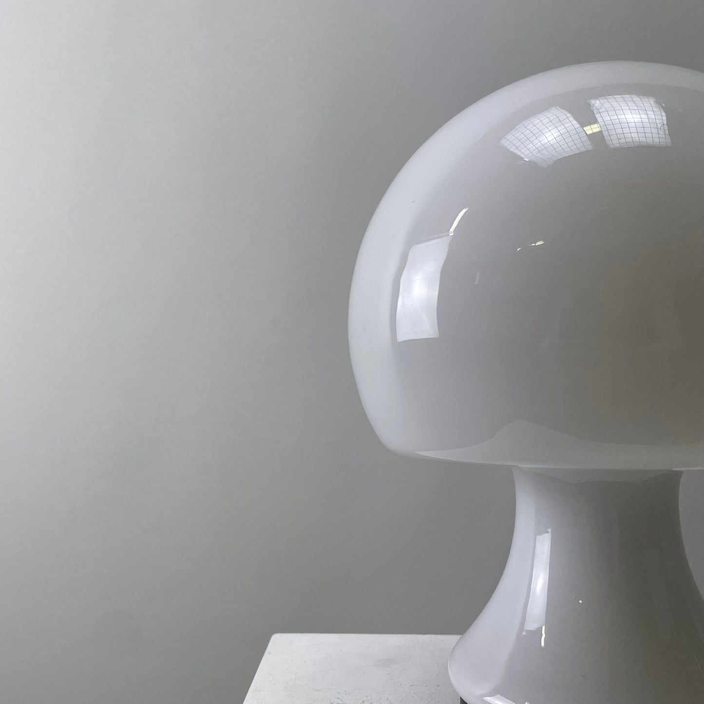 White glass mushroom table light 1960