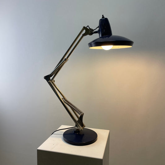 Fase Madrid lamp, adjustable architect lamp, vintage desk light, 67 G De Luxe, blue Fase lamp, mid-century modern lighting, Pedro Martin design, retro office lamp, Spanish design lighting, vintage adjustable lamp