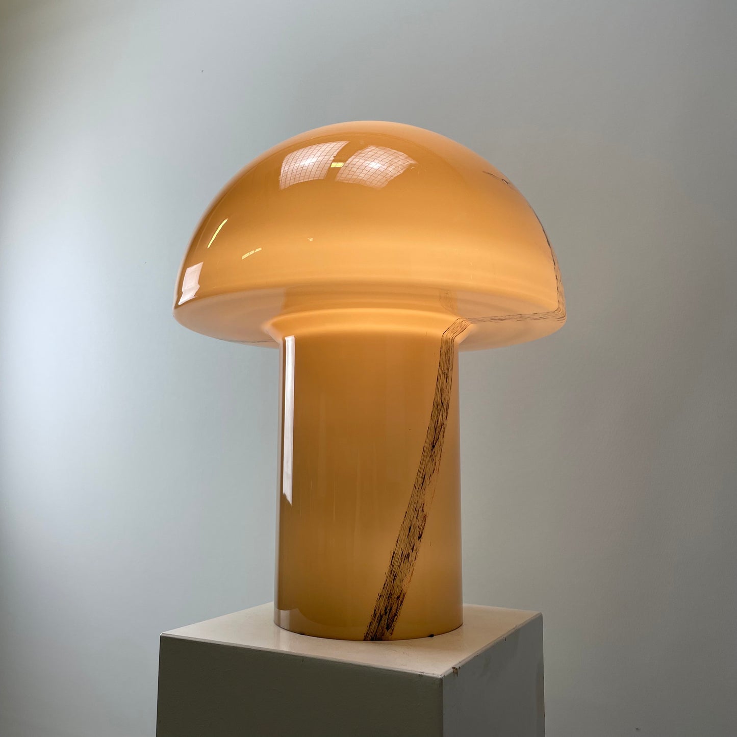 Brown glass Peill and Putzler LIDO mushroom table lamp XL, 1970