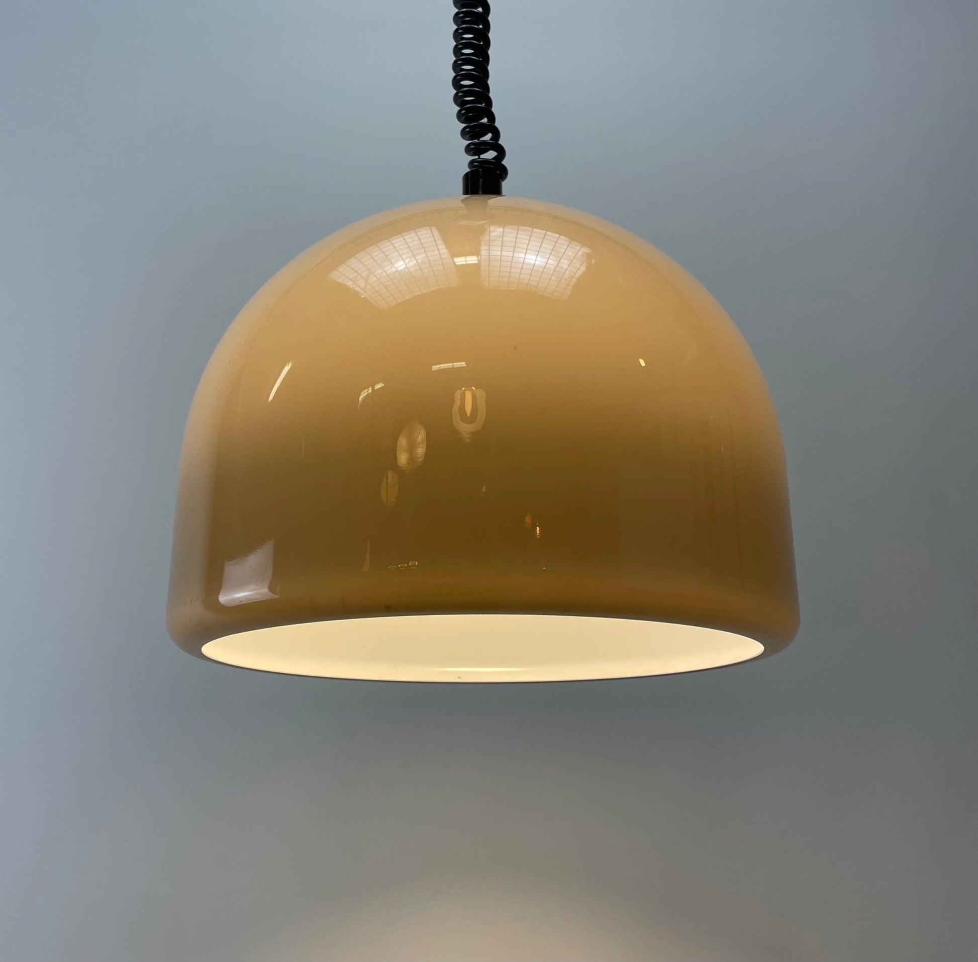 STAFF leuchten pendant light, brown plexiglass lamp, vintage lighting, adjustable height pendant, 1970s pendant light, German design, mid-century modern lamp, unique ceiling light, retro home decor, artistic lighting.