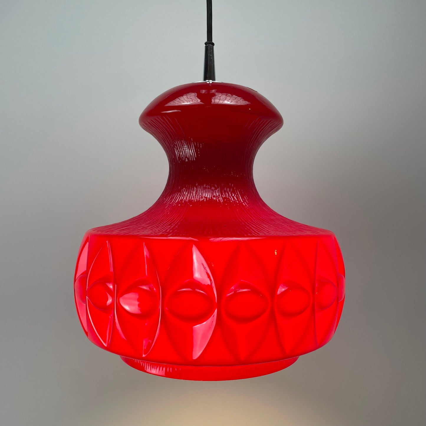 Red glass pendant light by Peill and Putzler 1960