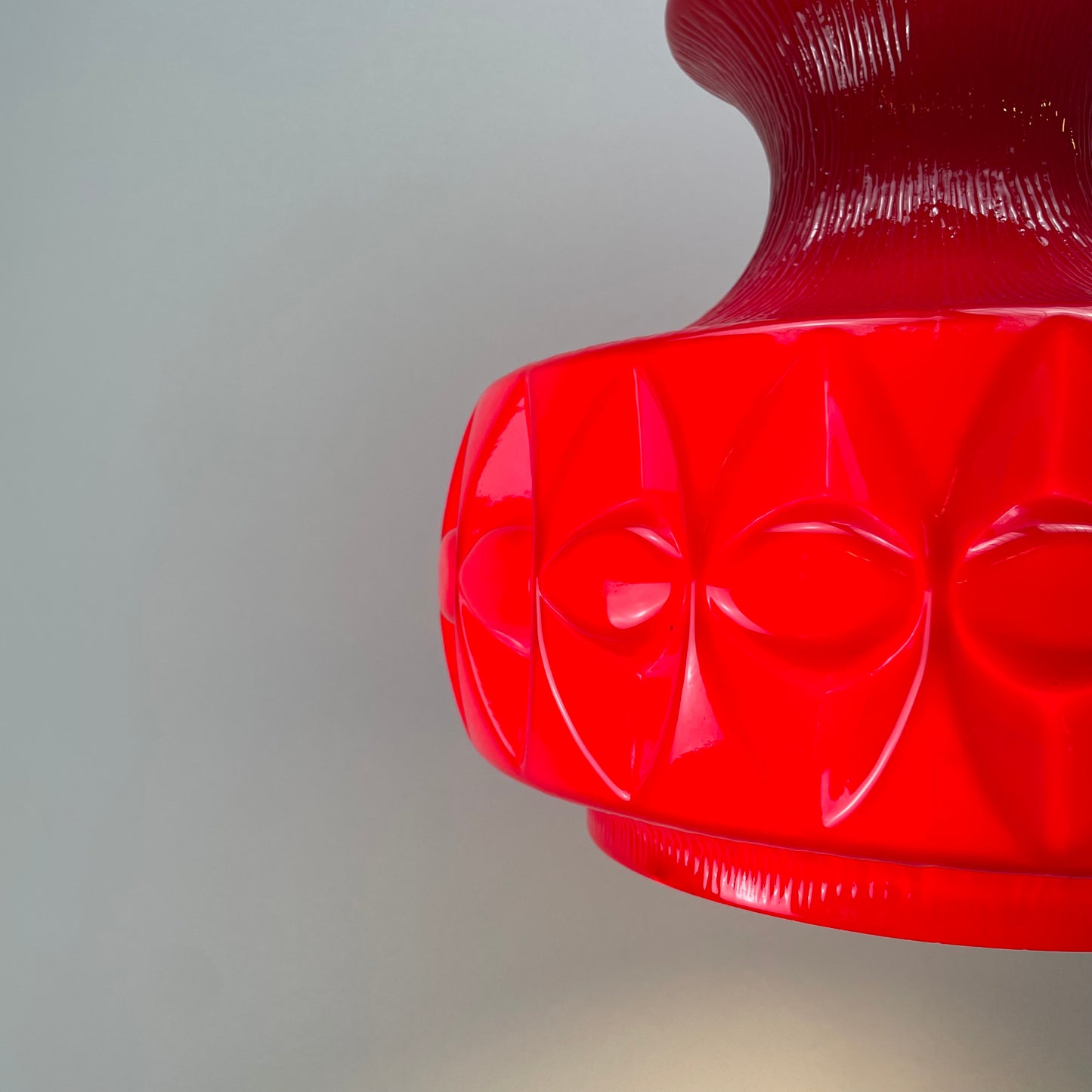 Red glass pendant light by Peill and Putzler 1960