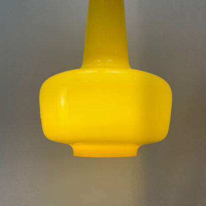 Neon yellow opaline glass pendant lamp KRETA for Holmegaard by Jacob Bang 1960