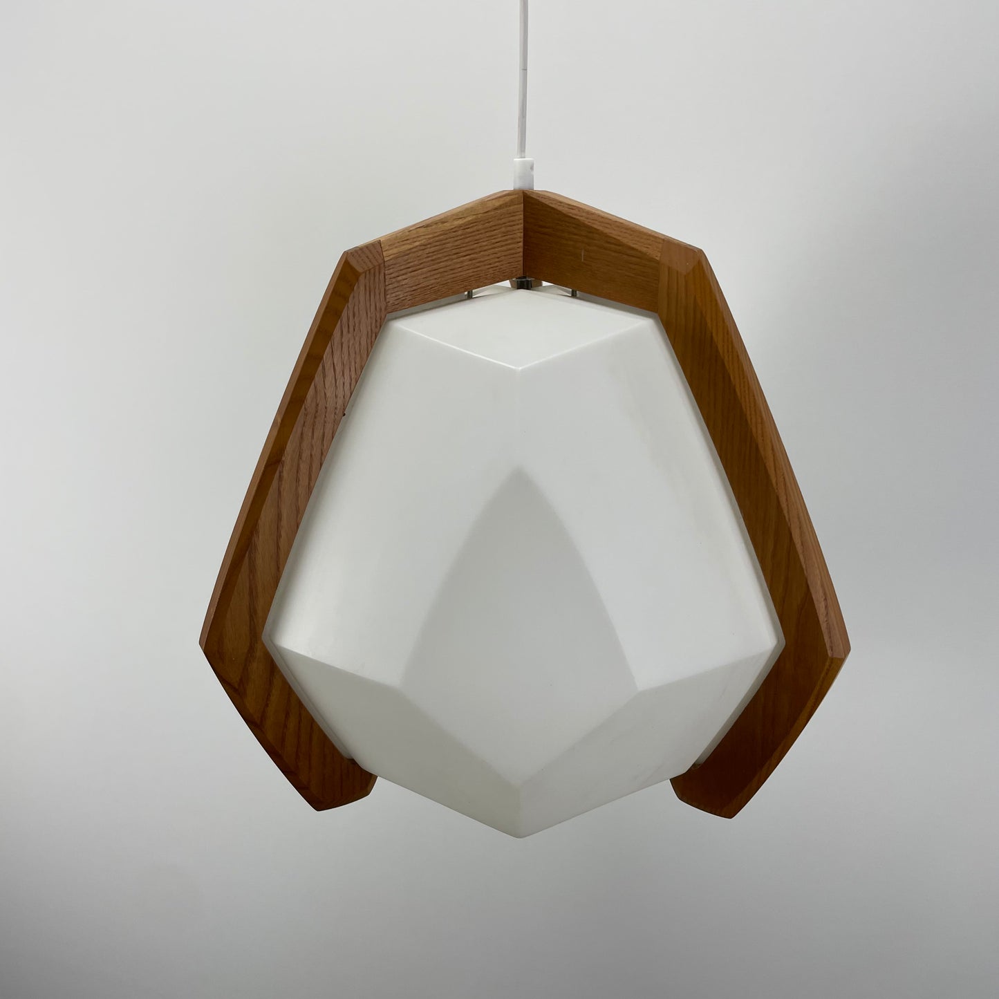 Wood & plexiglass pendant light by Rudolf Dörfler 1970