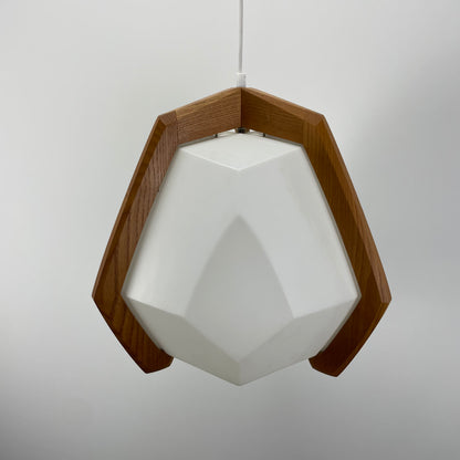 Wood & plexiglass pendant light by Rudolf Dörfler 1970