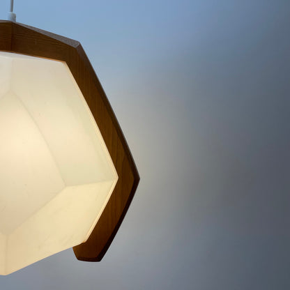 Wood & plexiglass pendant light by Rudolf Dörfler 1970