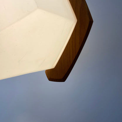 Wood & plexiglass pendant light by Rudolf Dörfler 1970