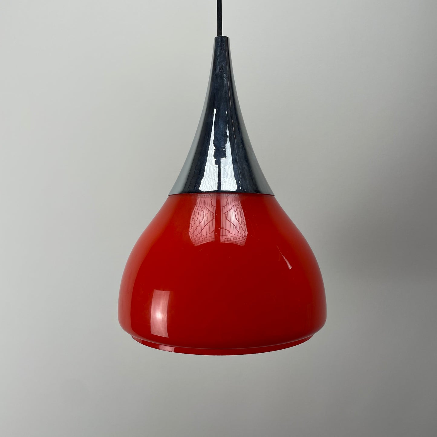 Tulip shaped pair of glass pendant lights by Doria Leuchten 1970