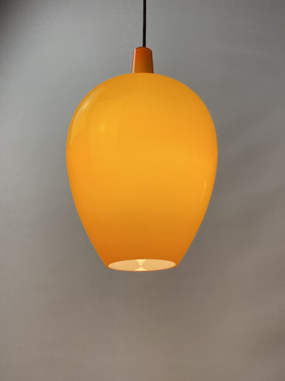 Orange murano glass Pendant light Pompei by Jo Hammerborg for Fog and Morup 1960