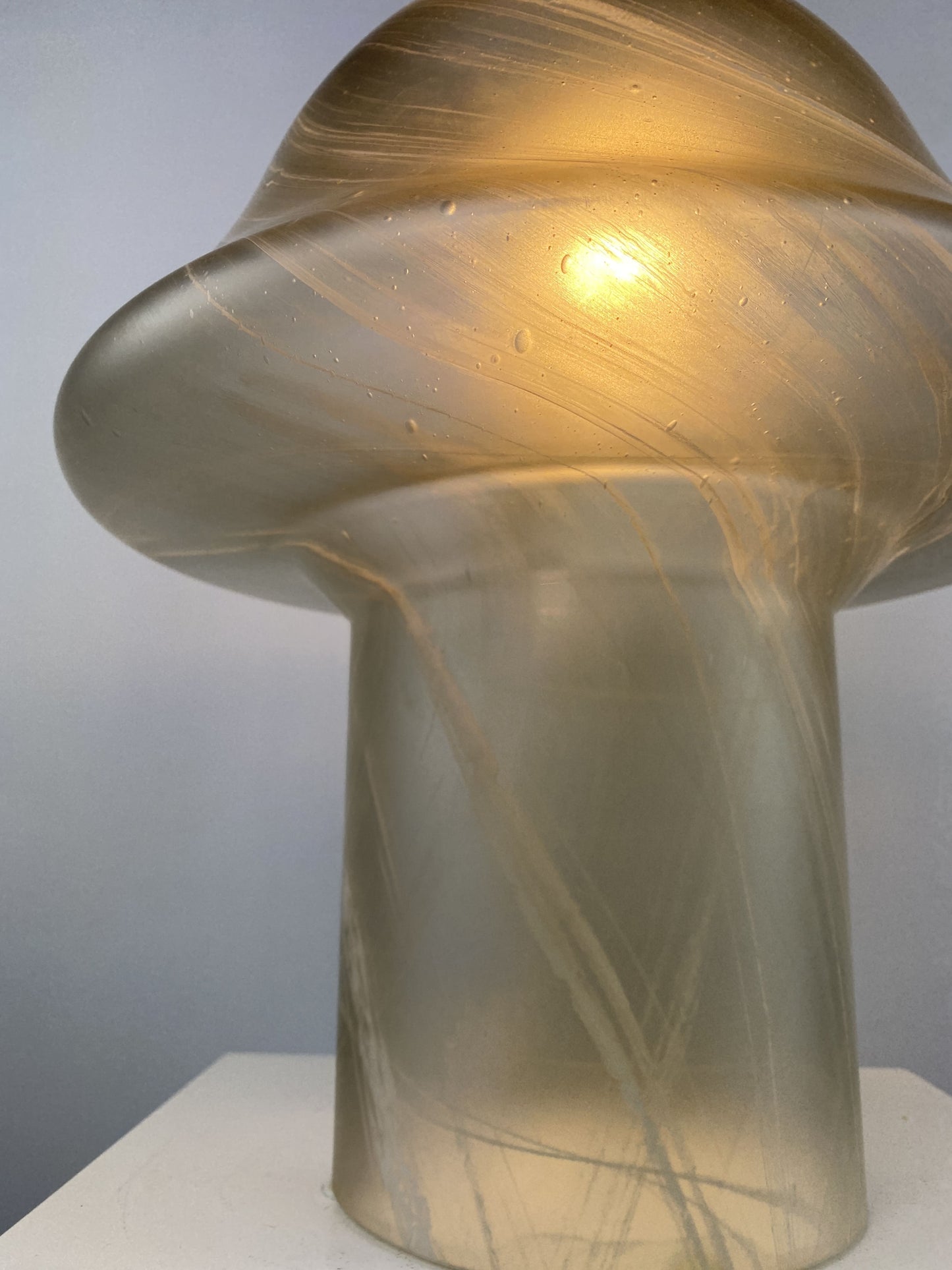 1 of 3 Large clear swirl glass Peill and Putzler mushroom table lamp XL 1970