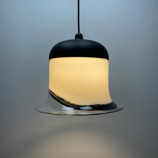 Peill & Putzler pendant lamp
BELL AH 182 glass dome light
1970s German pendant lamp
large vintage glass pendant
black and white swirl glass lamp
mid-century modern lighting
retro dome ceiling lamp
vintage German glass lamp
gradient glass pendant light
statement pendant lamp