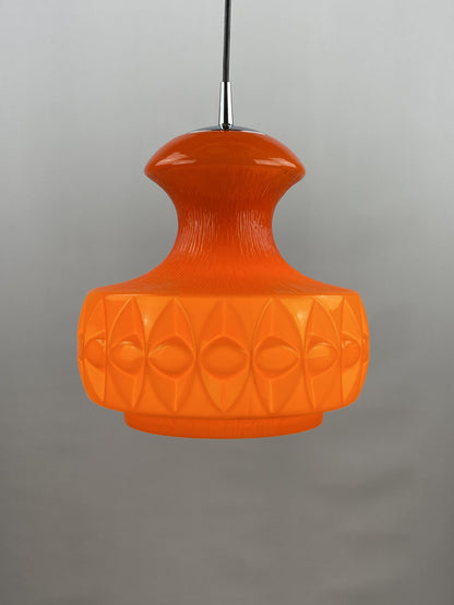 Orange glass pendant light by Peill and Putzler 1960