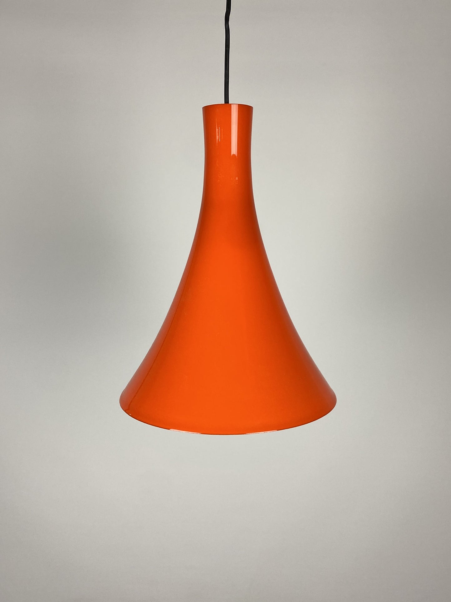 Orange glass trumpet pendant light 'Tokyo' by Wilhelm Braun-Feldweg for Peill & Putzler 1960