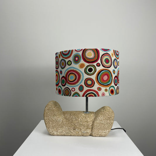 Organic stone table lamp
1960s French lamp
Unique vintage lighting
Hand-carved stone lamp
French mid-century lighting
Colorful fabric lampshade
Retro French design lamp
Vintage organic design lamp
One-of-a-kind stone lamp
Timeless French home décor