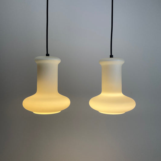 Danish pendant lamps
Lyskær Belysning 1970
Frosted glass pendant lamps
Vintage pendant lighting
Retro Danish lighting
Double layered glass lamps
Rewired pendant lamps
Quality Danish design
Mid-century modern lighting
Pair of pendant lamps