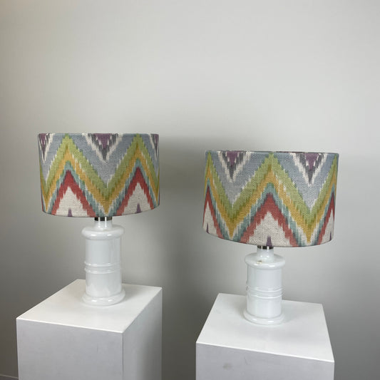 Pair of white glass Holmegaard table lamps 1970
