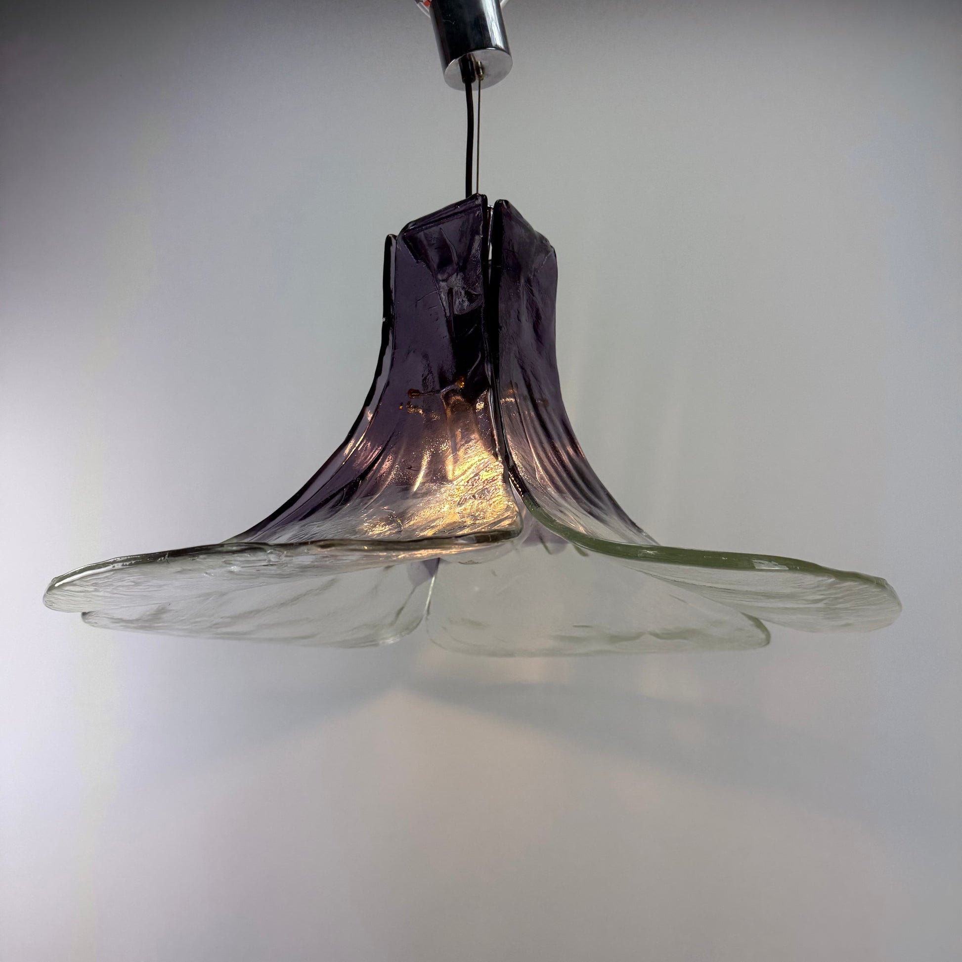 PurpleandclearglasspendantlampbyCarloNasonforMazzega1970