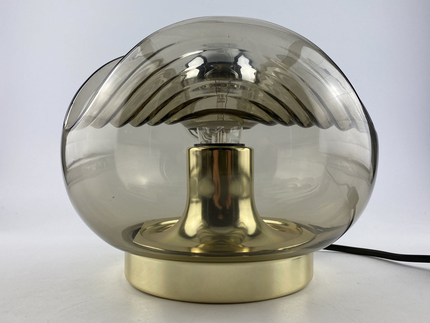 Smoked glass & gold chromed table lamp futura by Peill and Putzler 1960