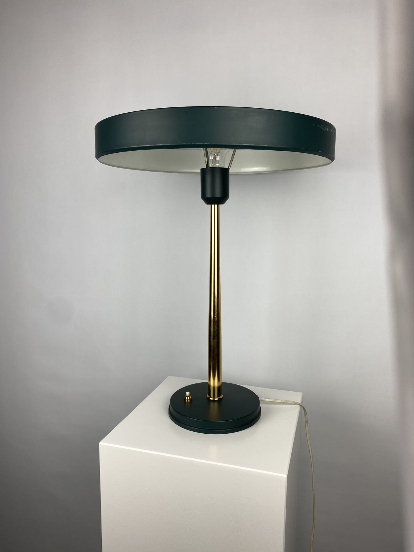 Dark green and gold table lamp Timor 69 by Louis Kalff for Philips