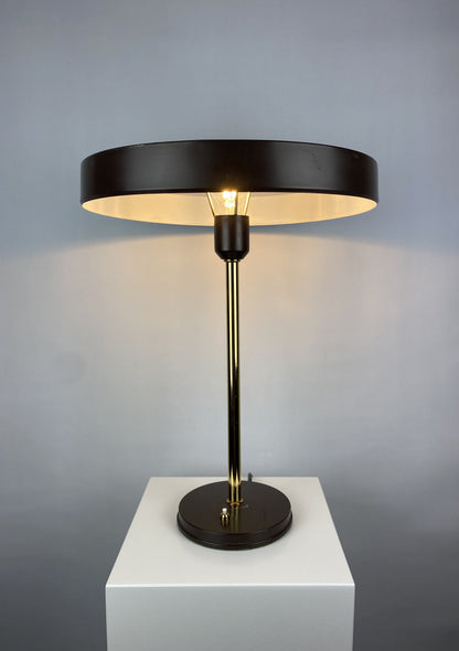 One of four Brown and gold table lamp Timor 69 by Louis Kalff for Philips 1970