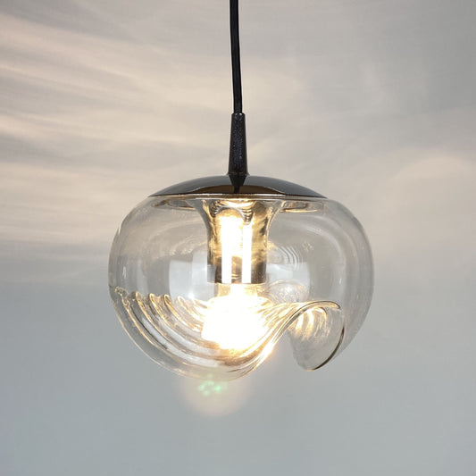 Waved glass and chrome Peill & Putzler Futura pendant light 1970