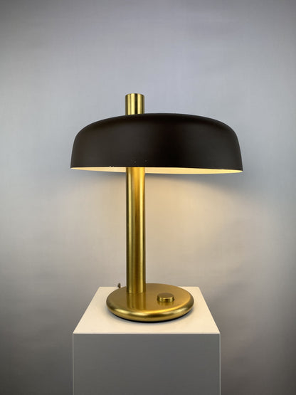 Brown and gold desk lamp 7603 by Heinz F.W. Stahl for Hillebrand 1970