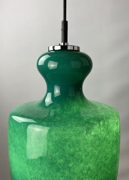Rare Galaxy green glass pendant light by Peill and Putzler 1960