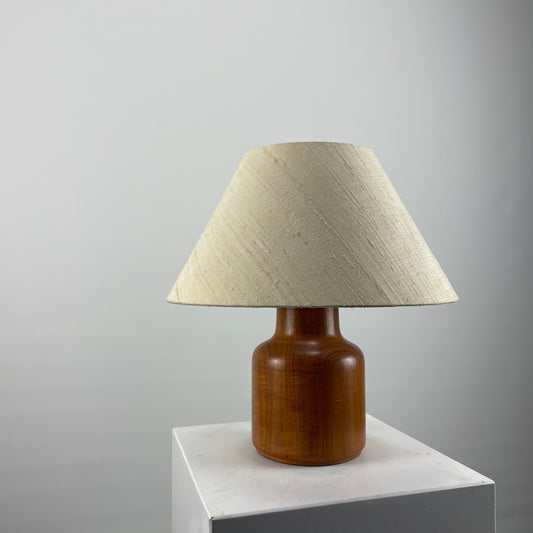 Solid teak wooden table lamp by KIRK, Denmark, 1970