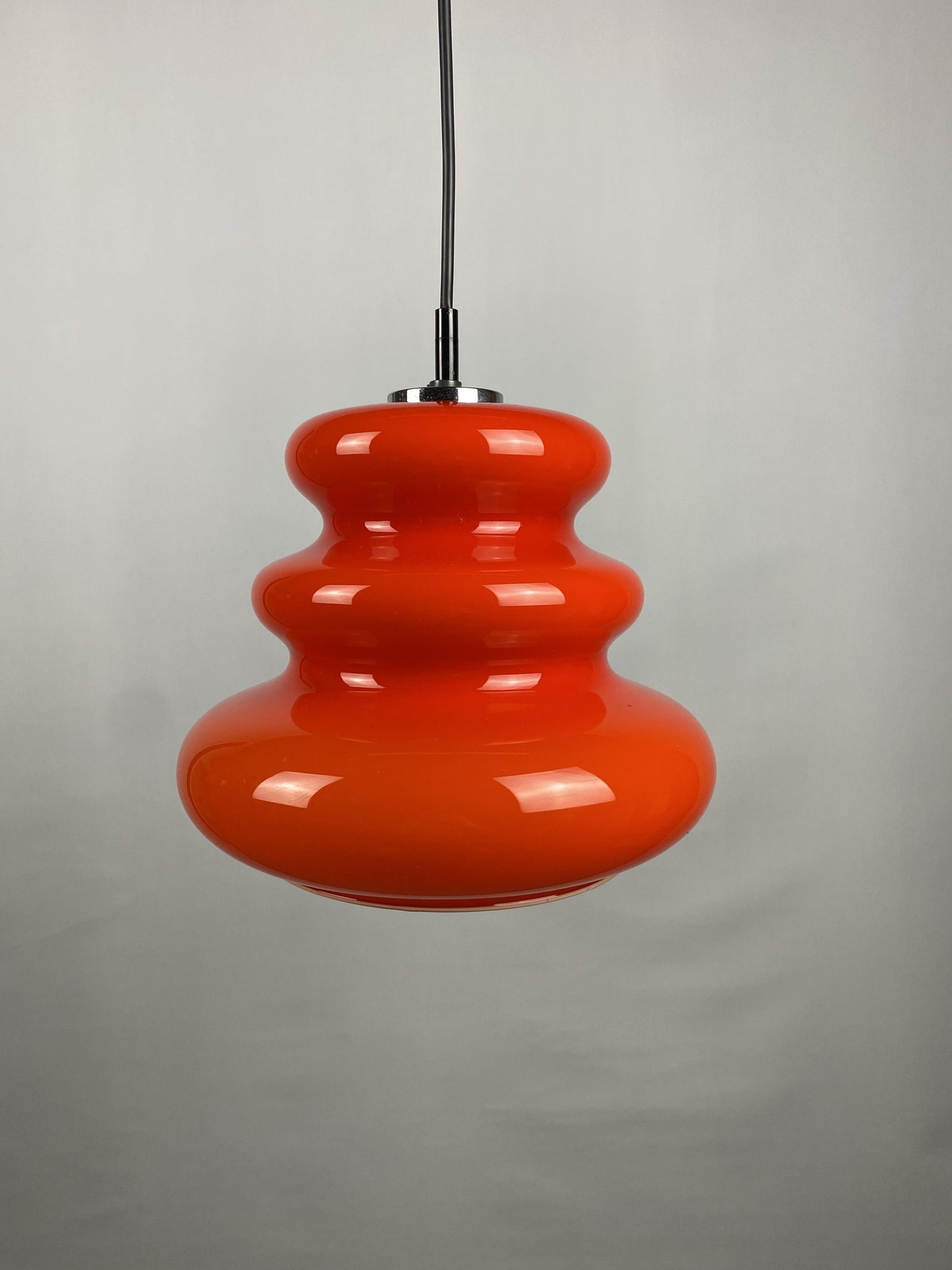 Orange opaline glass pendant light by Peill and Putzler 1960