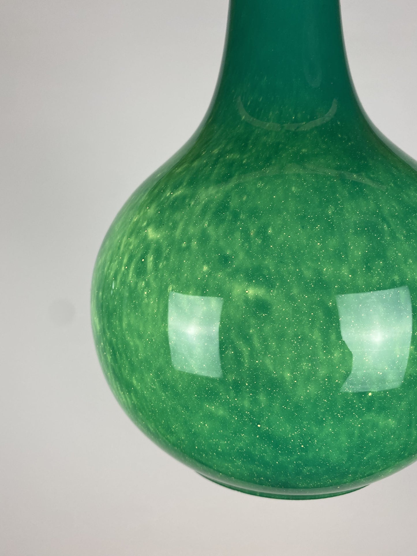 Rare droplet shaped Galaxy green glass pendant light by Peill and Putzler