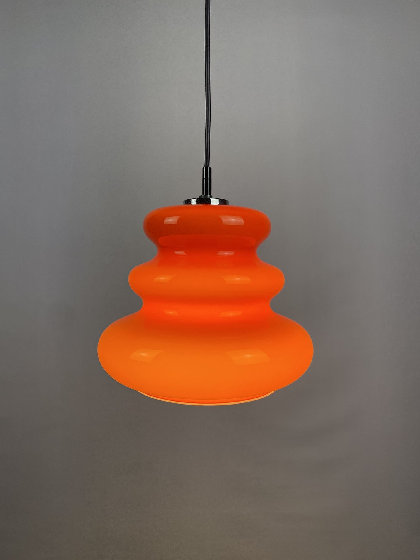 Orange opaline glass pendant light by Peill and Putzler 1960
