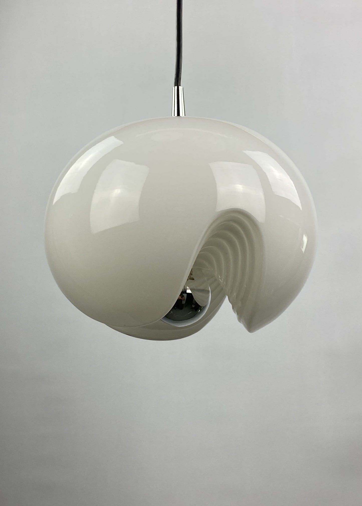 White FUTURA glass pendant light by Peill and Putzler 1970