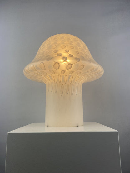 Large white glass Peill and Putzler mushroom table lamp XL 1970
