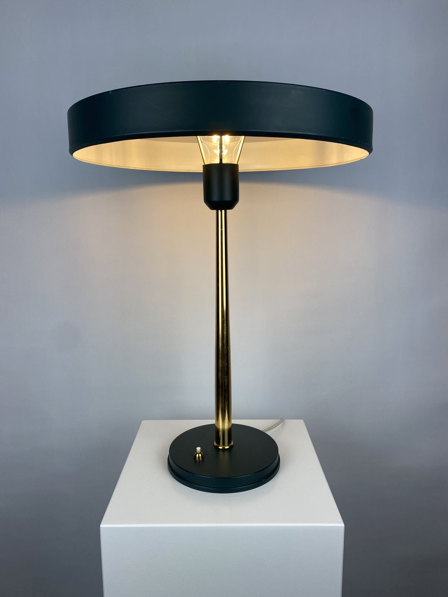 Dark green and gold table lamp Timor 69 by Louis Kalff for Philips