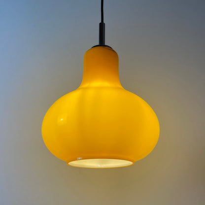 yellow droplet-shaped pendant light
Peill &amp; Putzler 1960s lighting
mid-century modern pendant lamp
vintage yellow glass light for sale
retro Peill &amp; Putzler pendant lamp