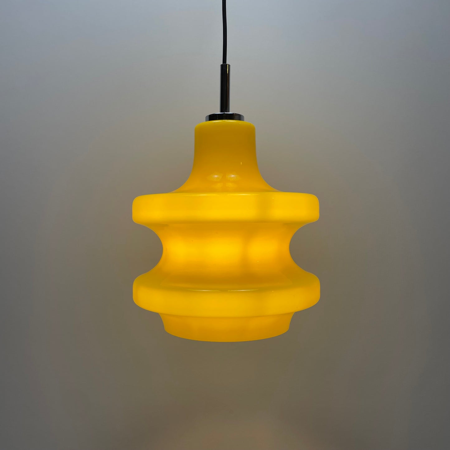 Large yellow glass pendant light by Peill and Putzler XL 1960